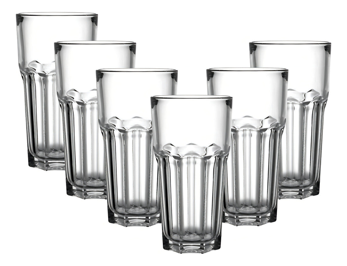 Jogo De Copos Em Vidro Kit 6 Peças Cozinha Água Suco Drink