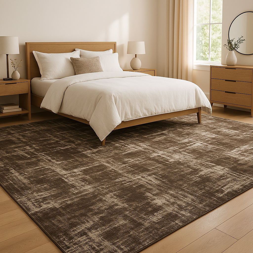 Tapete Sala Quarto Grande 300x200 Algodão Antiderrapante Comprimento 3 M Cor Branco/marrom Desenho Do Tecido Obra Arte Largura 2 M