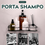 Kit 2 Suporte Porta Shampoo De Canto Sabonete Banheiro Adesivo Parede Sem Furos Box Luxo Cor Preto Brielli Home