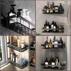 Kit 2 Suporte Porta Shampoo Sabonete Banheiro Adesivo Parede Sem Furos Box Luxo Cor Preto Brielli Home