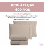 Jogo Lençol Super King Size 4 Peças - 600 Fios + Vedido Cor Cáqui Desenho Do Tecido Liso