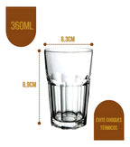 Jogo De Copos Em Vidro Kit 6 Peças Cozinha Água Suco Drink