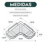 Kit 2 Suporte Porta Shampoo De Canto Sabonete Banheiro Adesivo Parede Sem Furos Box Luxo Cor Preto Brielli Home