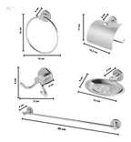 Kit Acessórios Banheiro Inox 5peças + 1 Porta Shampoo Reto Cor Prateado
