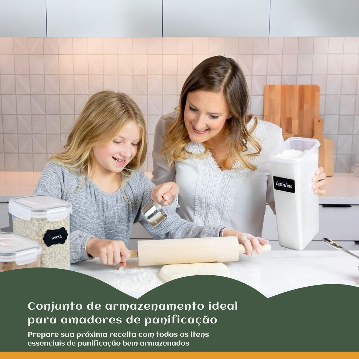 Kit 15 Potes Hermético Cadencia Mantimentos Quadrado Cozinha Branco