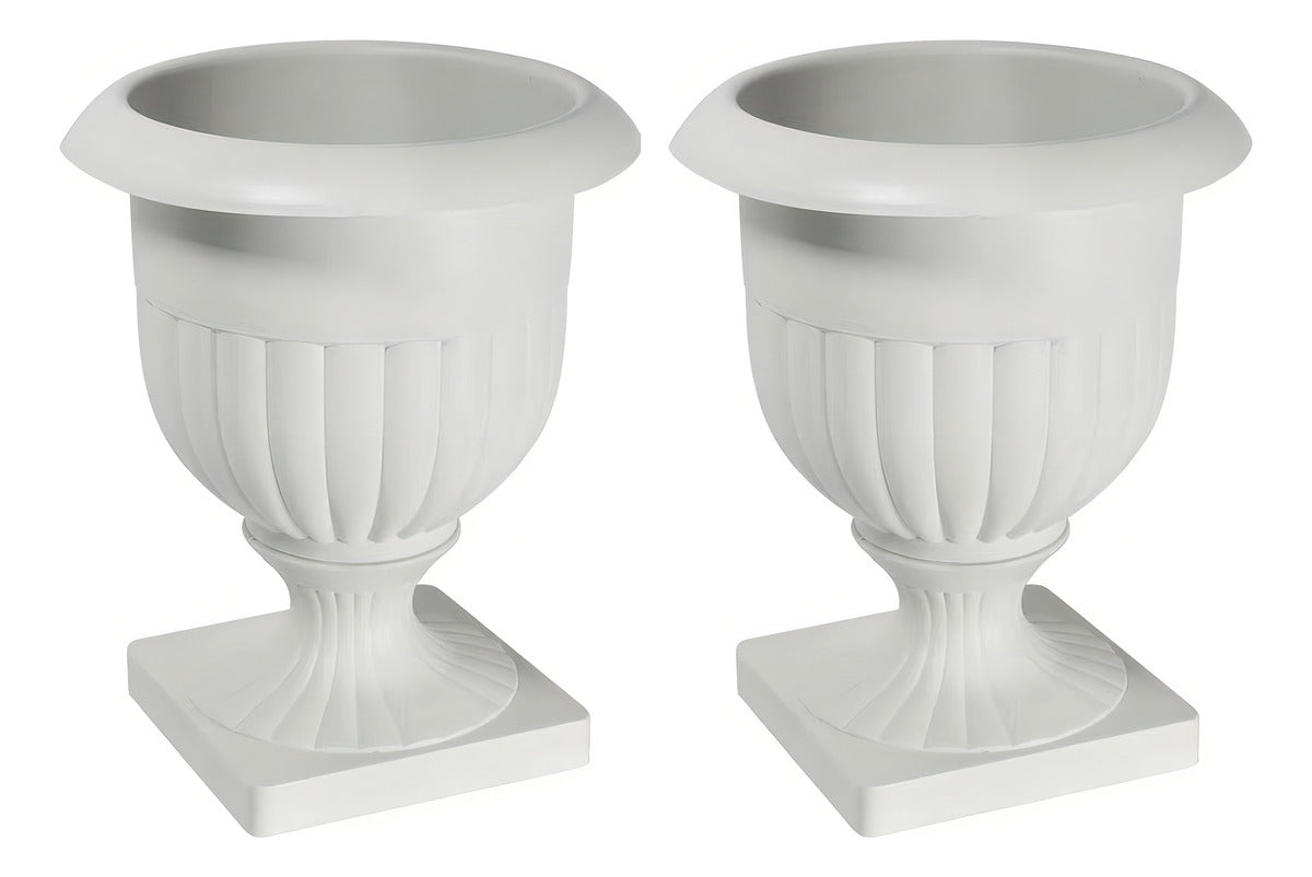 Vaso Decoração Cachepô Taça Alta Estilo Grego Branco 2uni