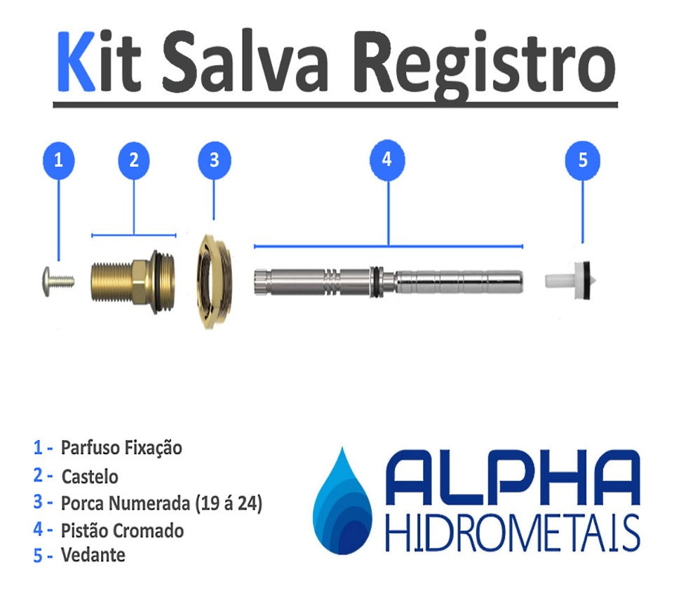 Kit Reparo Salva Registro Pressão Chuveiro 7x1 Universal C31 Acabamento Cromado Cor Prateado