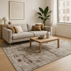 Tapete Sala Quarto Grande 300x200 Algodão Antiderrapante Comprimento 3 M Cor Branco/marrom Desenho Do Tecido Obra Arte Largura 2 M