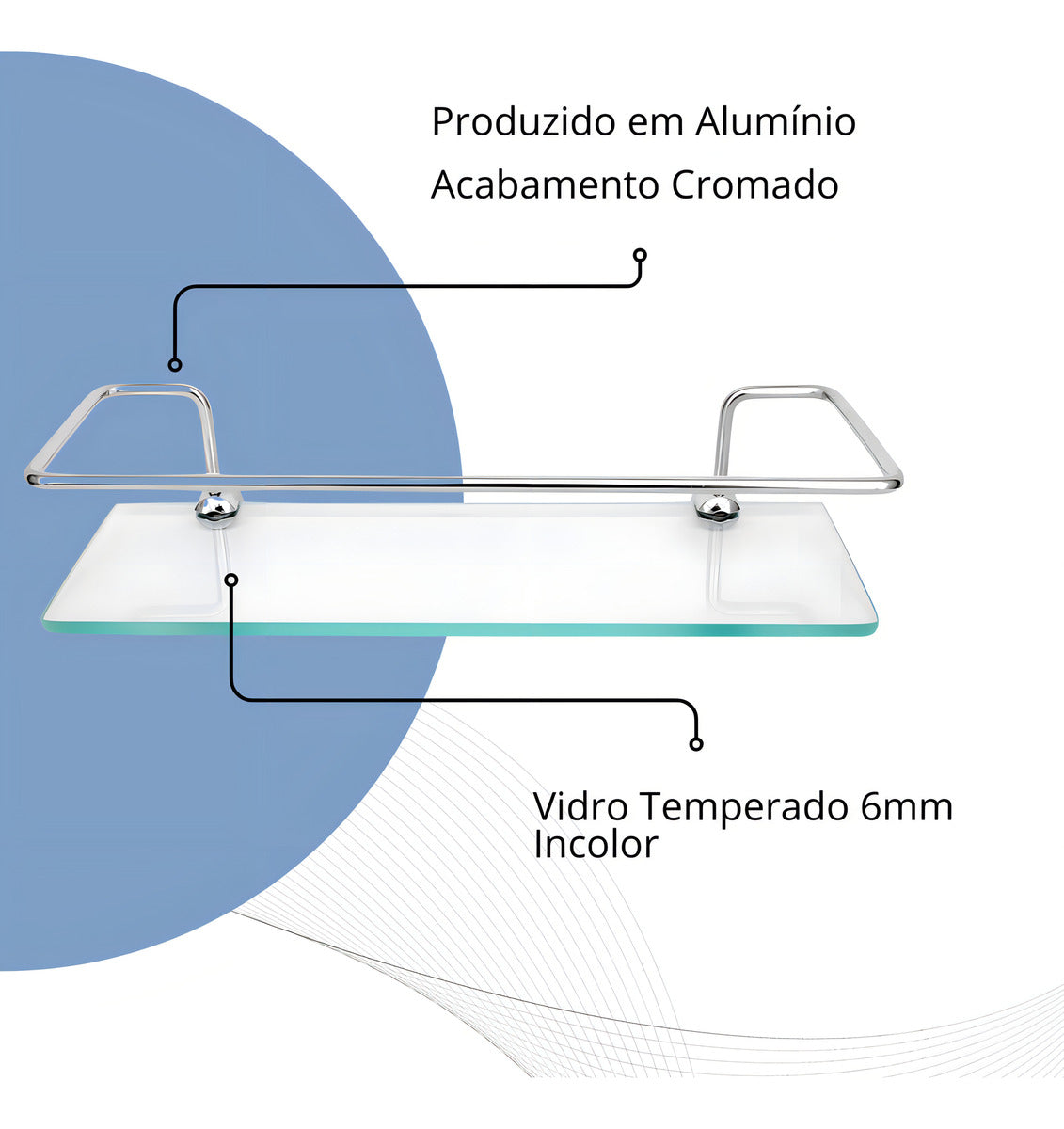 Kit Acessórios Banheiro Inox 5peças + 1 Porta Shampoo Reto Cor Prateado