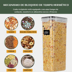 Kit 15 Potes Hermético Cadencia Mantimentos Quadrado Cozinha Branco