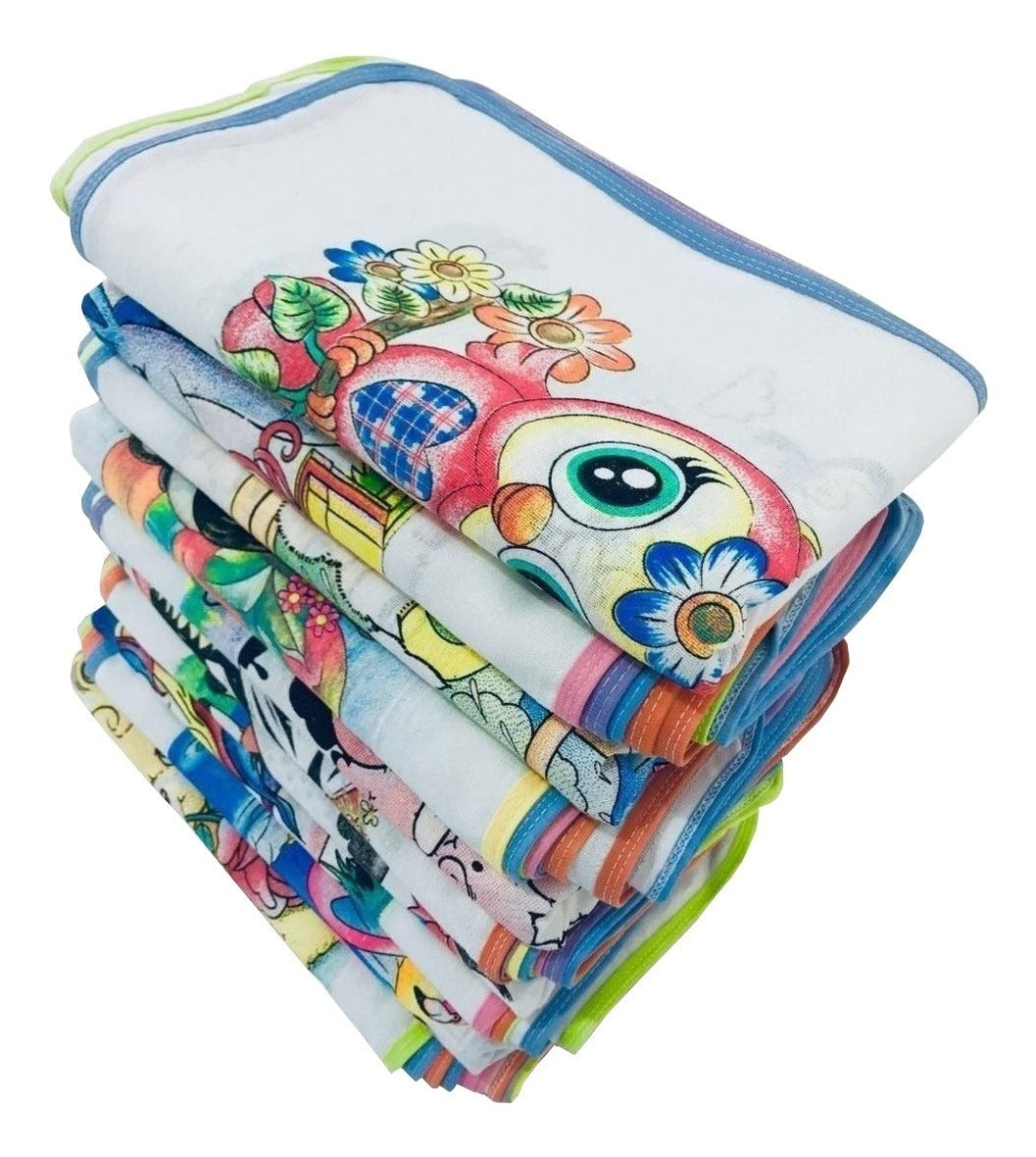 Pano De Prato Atacado Vies Estampado Kit Com 10 Peças