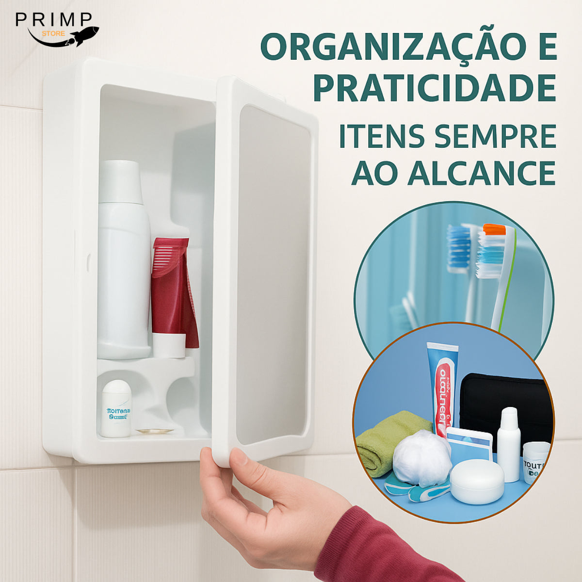 Armário Parede Banheiro Com Espelho Armarinho Compartimento