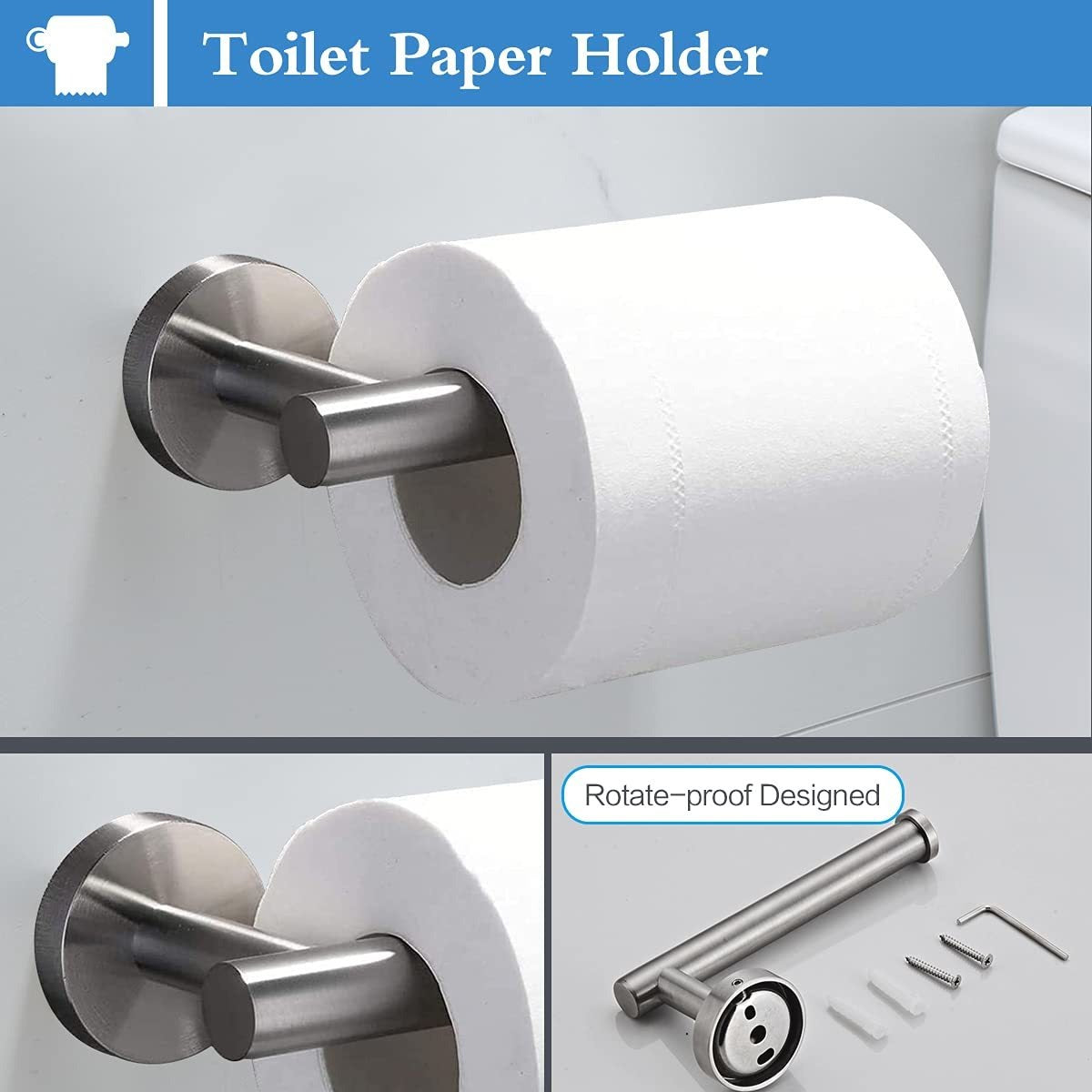 Kit Acessórios Banheiro Cabide Toalheiros Papeleira 5 Peças Yesop