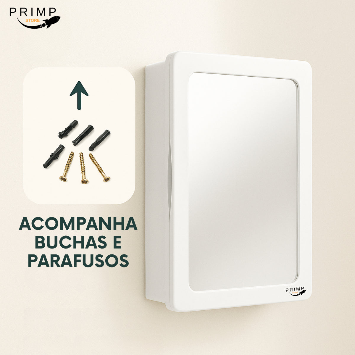 Armário Parede Banheiro Com Espelho Armarinho Compartimento