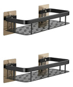 Kit 2 Suporte Porta Shampoo Sabonete Banheiro Adesivo Parede Sem Furos Box Luxo Cor Preto Brielli Home