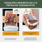 Kit 15 Potes Hermético Cadencia Mantimentos Quadrado Cozinha Branco