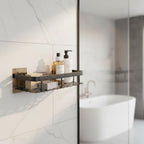 Kit 2 Suporte Porta Shampoo Sabonete Banheiro Adesivo Parede Sem Furos Box Luxo Cor Preto Brielli Home