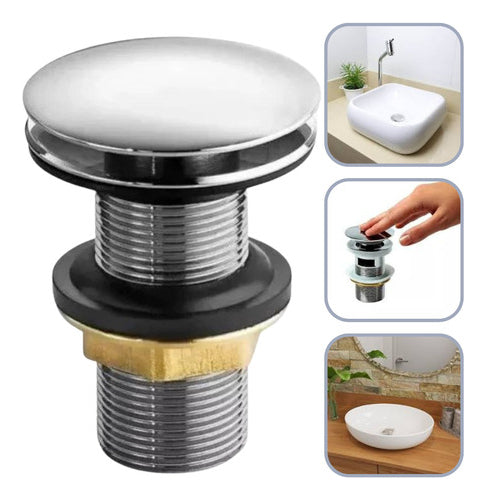 Válvula Click Dami Luxo Invisível Inteligente Inox Cuba Banheiro 7/8 3cm Premium