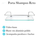 Kit Acessórios Banheiro Inox 5peças + 1 Porta Shampoo Reto Cor Prateado