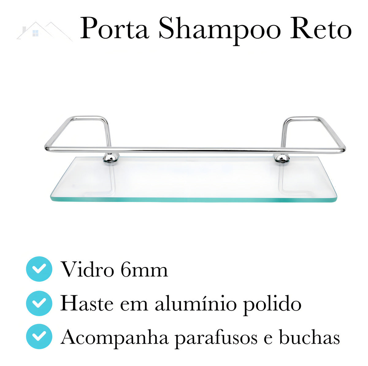 Kit Acessórios Banheiro Inox 5peças + 1 Porta Shampoo Reto Cor Prateado
