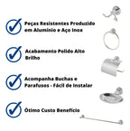 Kit Acessórios Banheiro Inox 5peças + 1 Porta Shampoo Reto Cor Prateado