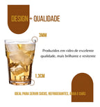 Jogo De Copos Em Vidro Kit 6 Peças Cozinha Água Suco Drink