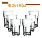 Jogo De Copos Em Vidro Kit 6 Peças Cozinha Água Suco Drink