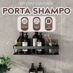 Kit 2 Suporte Porta Shampoo Sabonete Banheiro Adesivo Parede Sem Furos Box Luxo Cor Preto Brielli Home