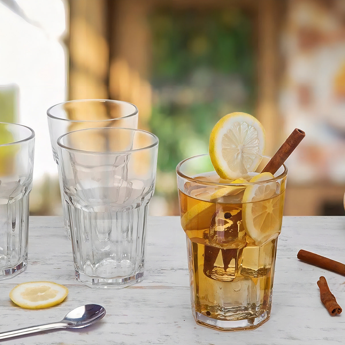 Jogo De Copos Em Vidro Kit 6 Peças Cozinha Água Suco Drink