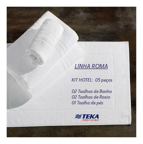 Jogo De Toalhas Banho Rosto Piso Teka Profiline 5 Pçs Branca