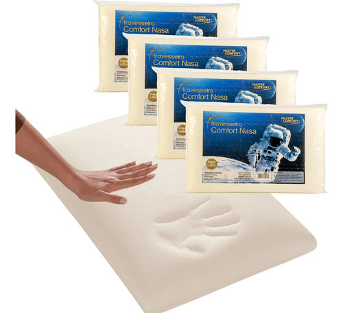 Travesseiro Nasa Viscoelástico Anatômico Antiácaros Kit 4 Pç