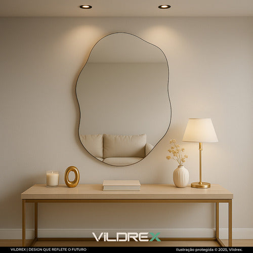 Espelho Vildrex Roma 70x50cm Design Moderno Lapidado Luxo