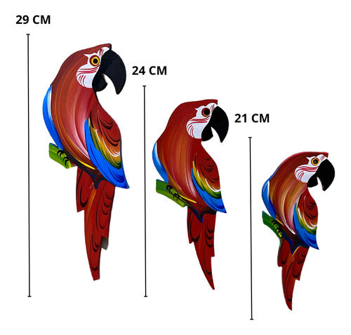 Kit 3 Araras Vermelha Decoração Jardim Varanda Garden Mdf