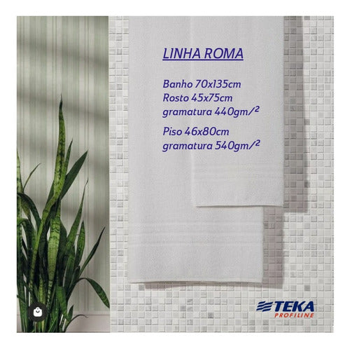 Jogo De Toalhas Banho Rosto Piso Teka Profiline 5 Pçs Branca