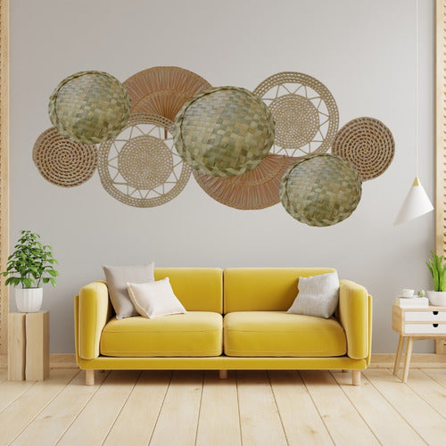 Kit Composição Peneiras Sousplats Palha Decor Campo Praia