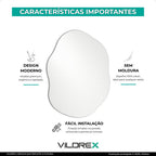 Espelho Vildrex Roma 70x50cm Design Moderno Lapidado Luxo