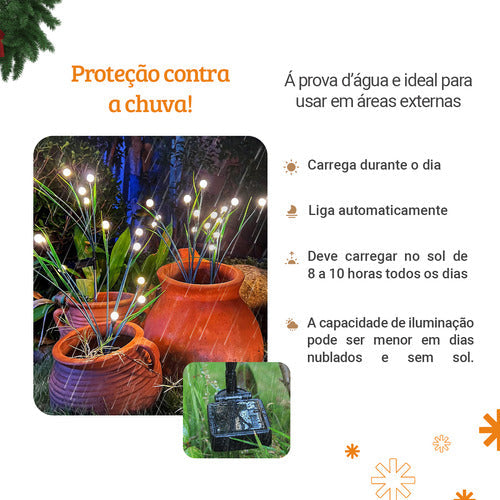 Luminária Pisca Solar Vagalume Natal Jardim Espeto 12 Led