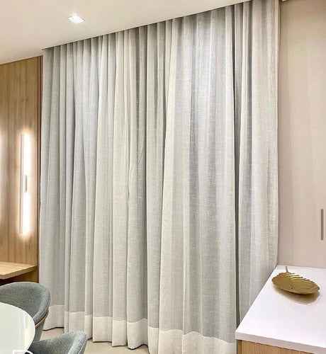 Cortina Trilho Duplo Gaze Linho C/ Blackout 100% 6m X 2,70m