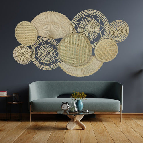 Kit Composição Peneiras Sousplats Palha Decor Campo Praia