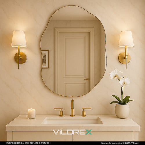 Espelho Vildrex Roma 70x50cm Design Moderno Lapidado Luxo