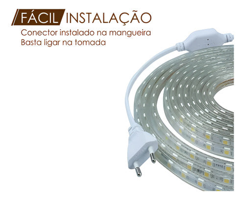 Mangueira Led 5050 Chata 15m Branco Quente Sancas 14,4w/m