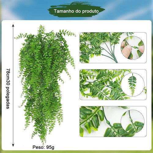 4 Pendentes De Samambaia Artificial Jardim Vertical Folhagem